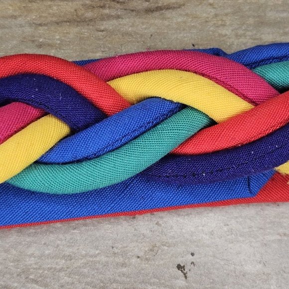 Braided Rainbow Waist Statement Belt Colorful S/M VTG 80s 90s Multi-color Chunky main image 10